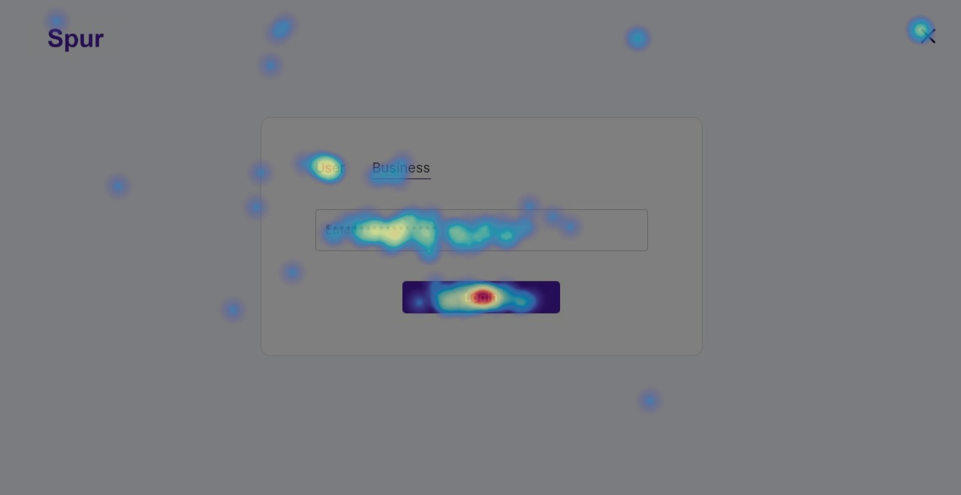 Hotjar heat map of the current login page
